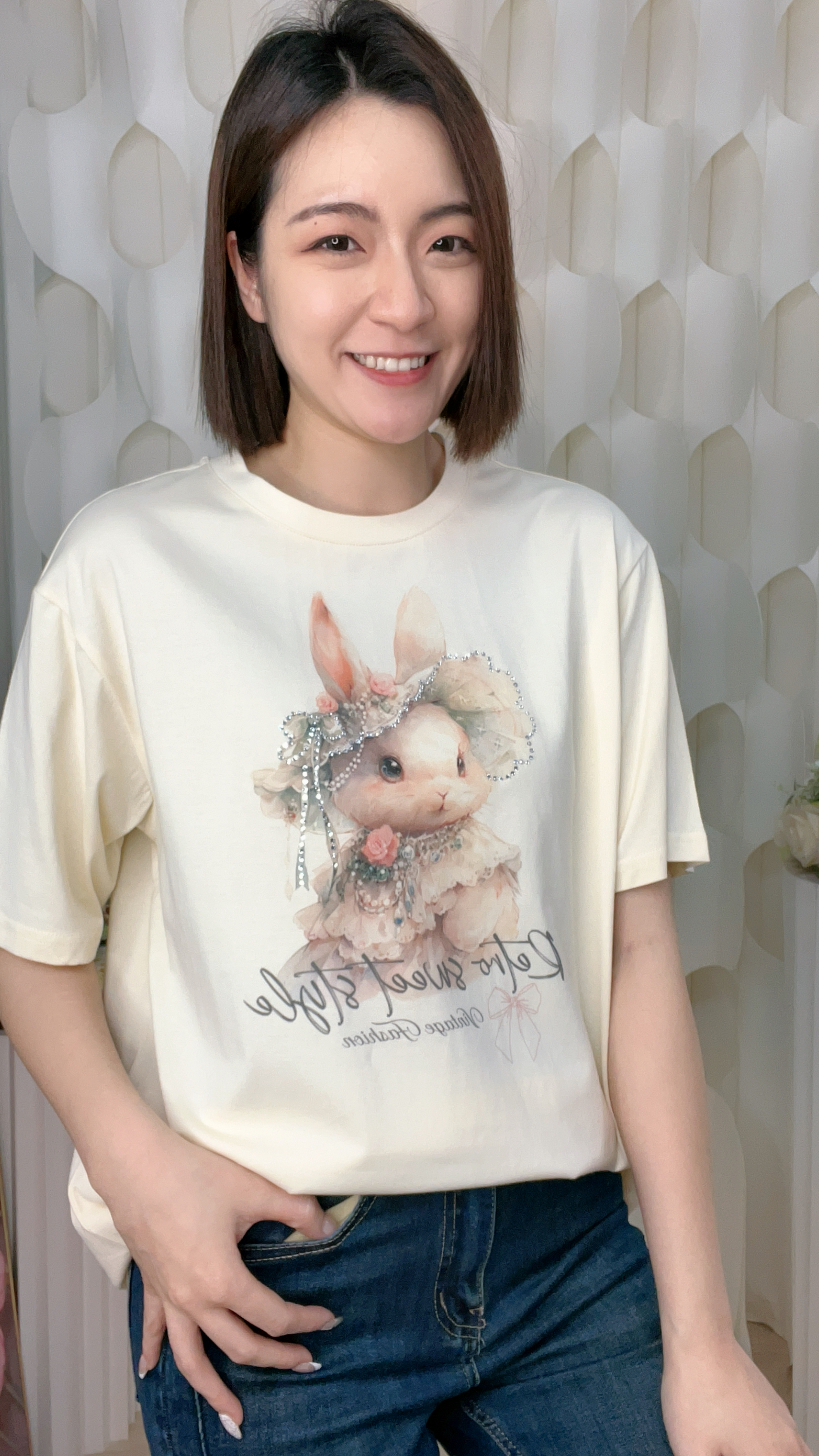 滑棉兔兔上衣(胸42-48腰42-48 長26吋) 26004 #3103clo