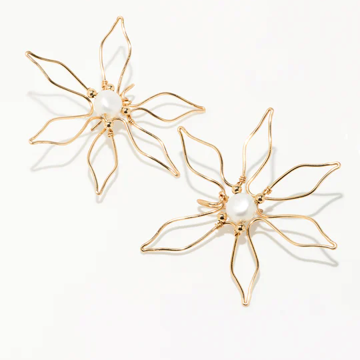 1YA0326-463 [YAY PARIS] Large Camellia Fleas Cultured Pearl Gold Laminate #300sicamgd101 (EU)