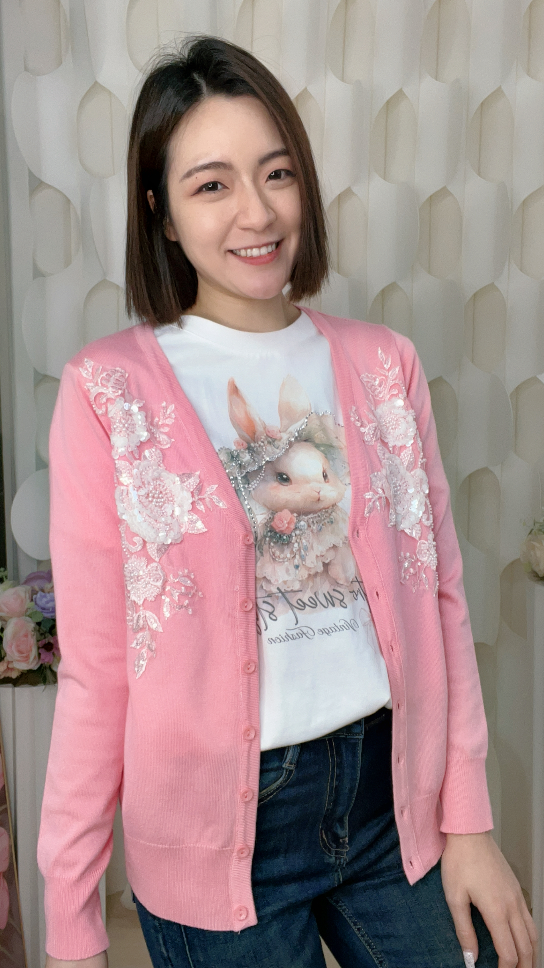 薄針織閃片蝴蝶上衣/外套(胸38-42 腰38-42 長23吋)26012#3103clo