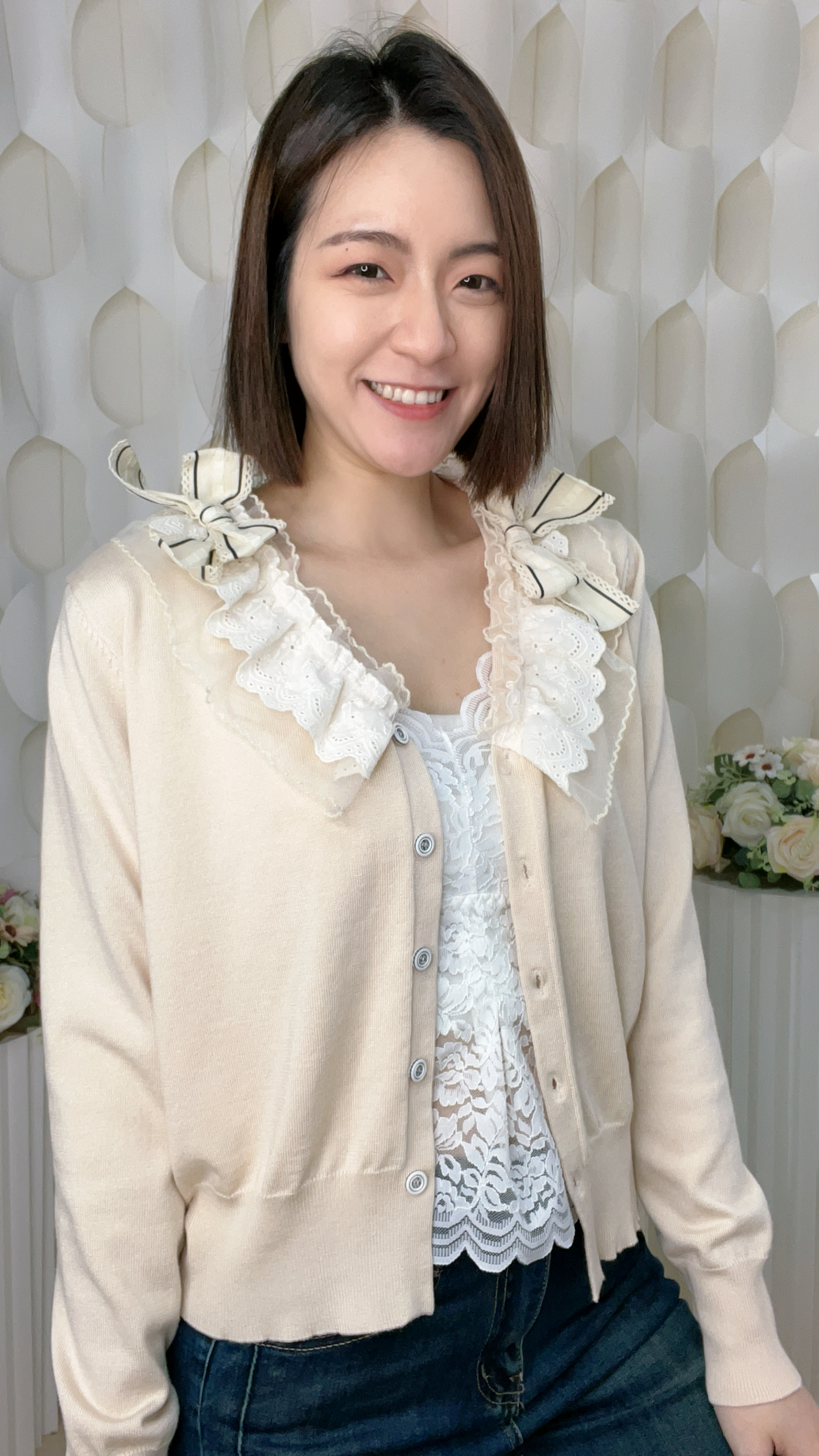 薄針織蝴蝶結上衣(胸40-44 腰38-42 長20吋)26007 #3103clo