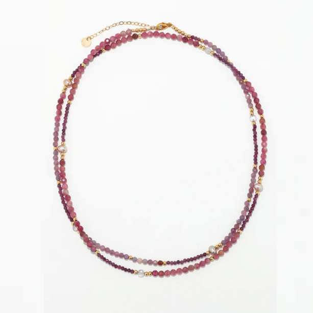 1YA0326-466 [YAY PARIS] Queen Necklace 80cm Grenadine Laminated Gold #800tp5tr1126 (EU)