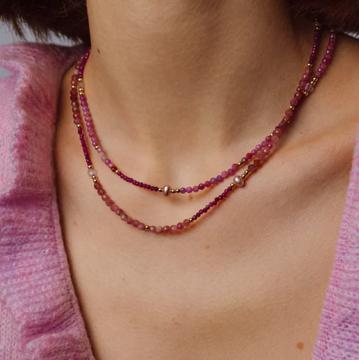 1YA0326-466 [YAY PARIS] Queen Necklace 80cm Grenadine Laminated Gold #800tp5tr1126 (EU)