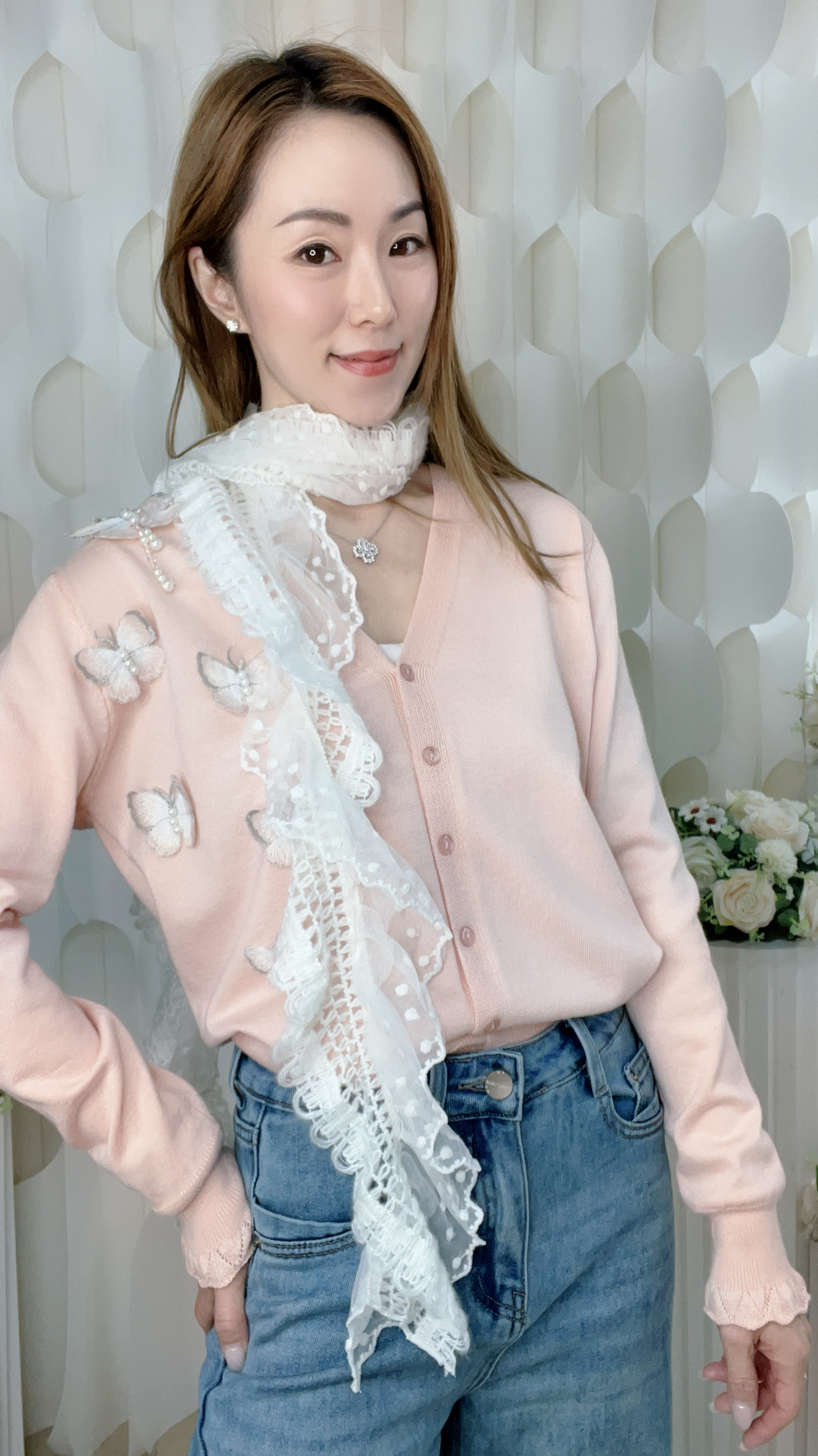 蕾絲花邊假領巾(長122CM) 26029 #3103clo