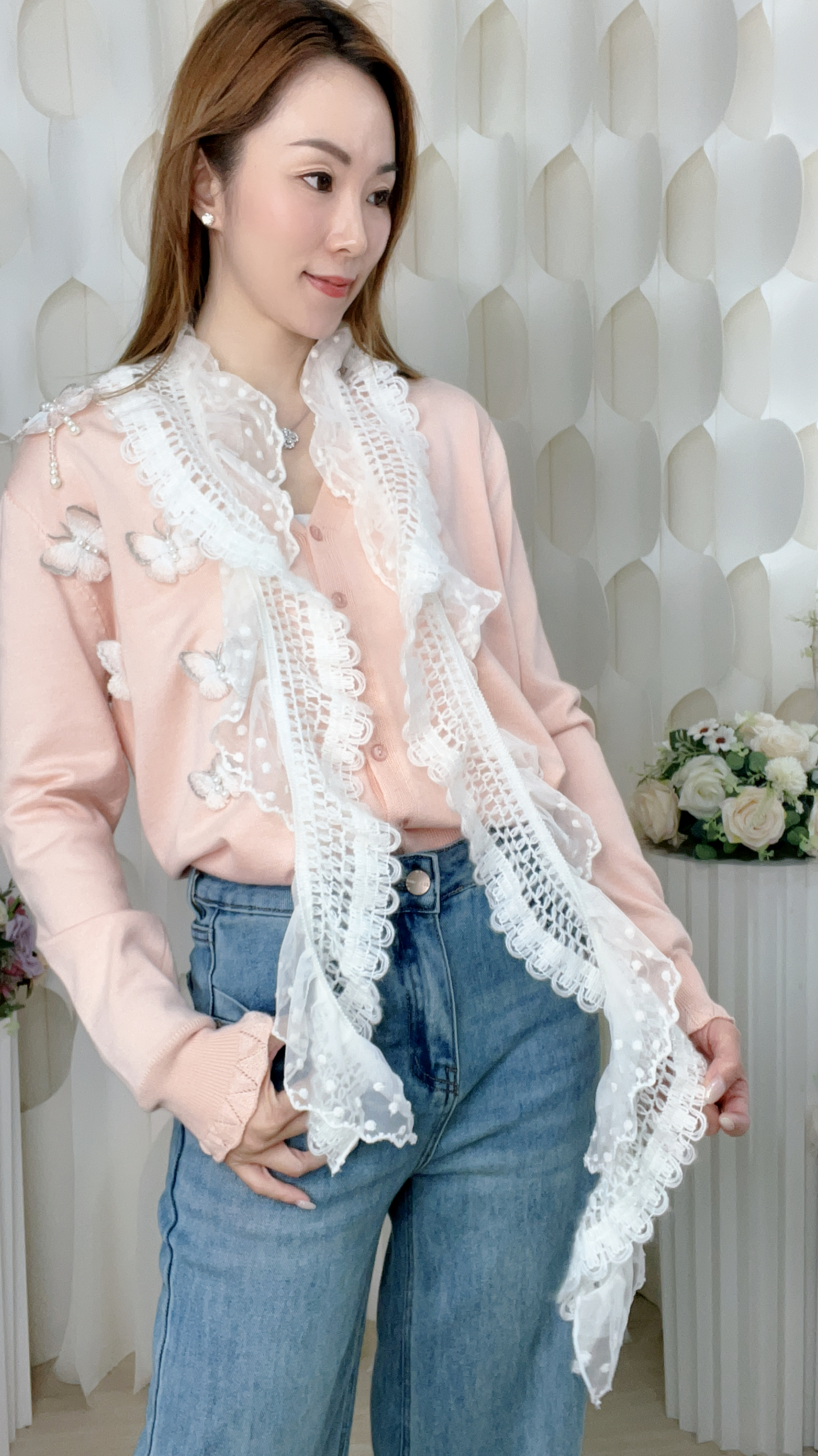 蕾絲花邊假領巾(長122CM) 26029 #3103clo