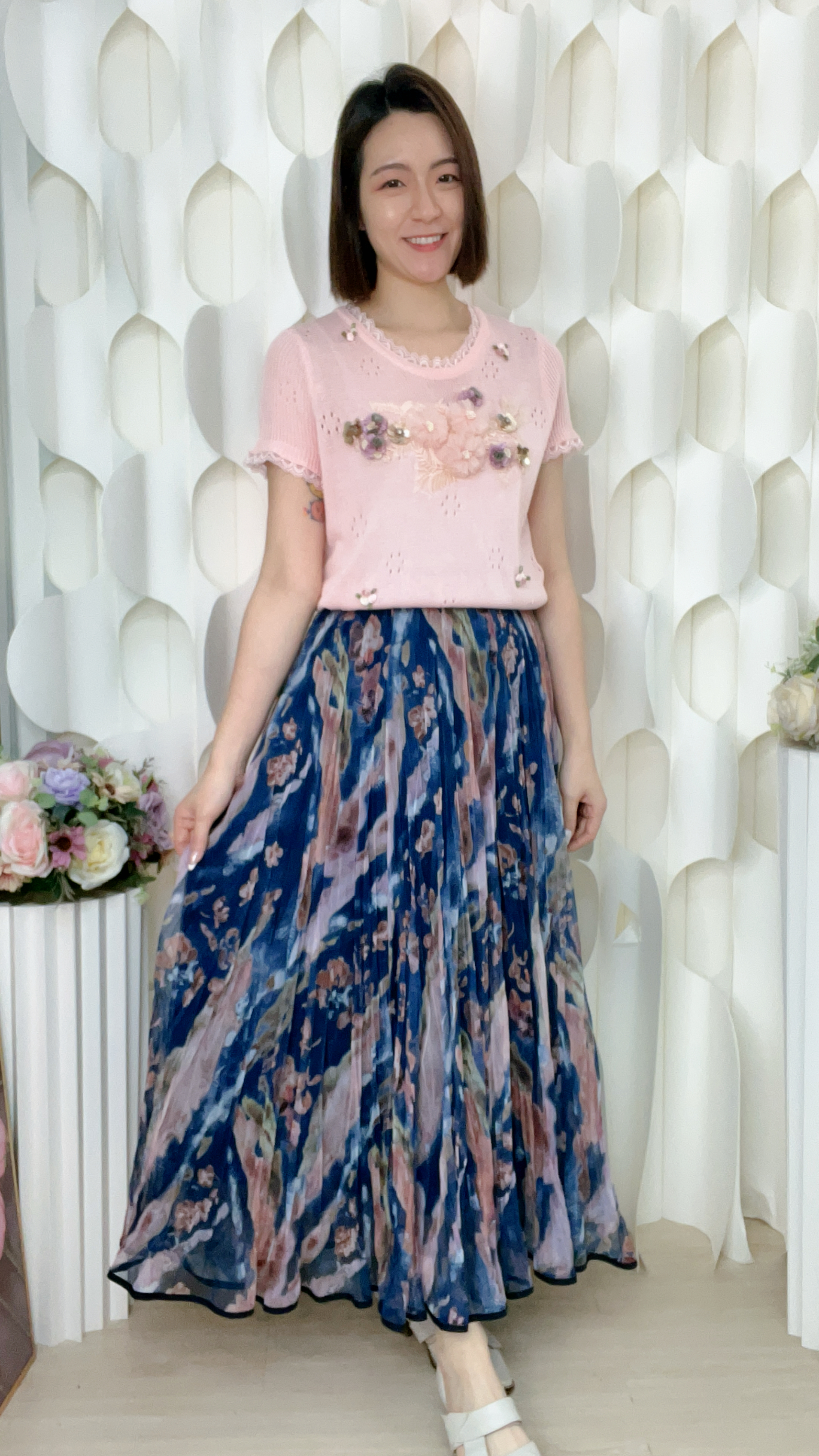 雪紡暈染半截裙(胸25-40腰50 長35吋) 3808 #3103clo