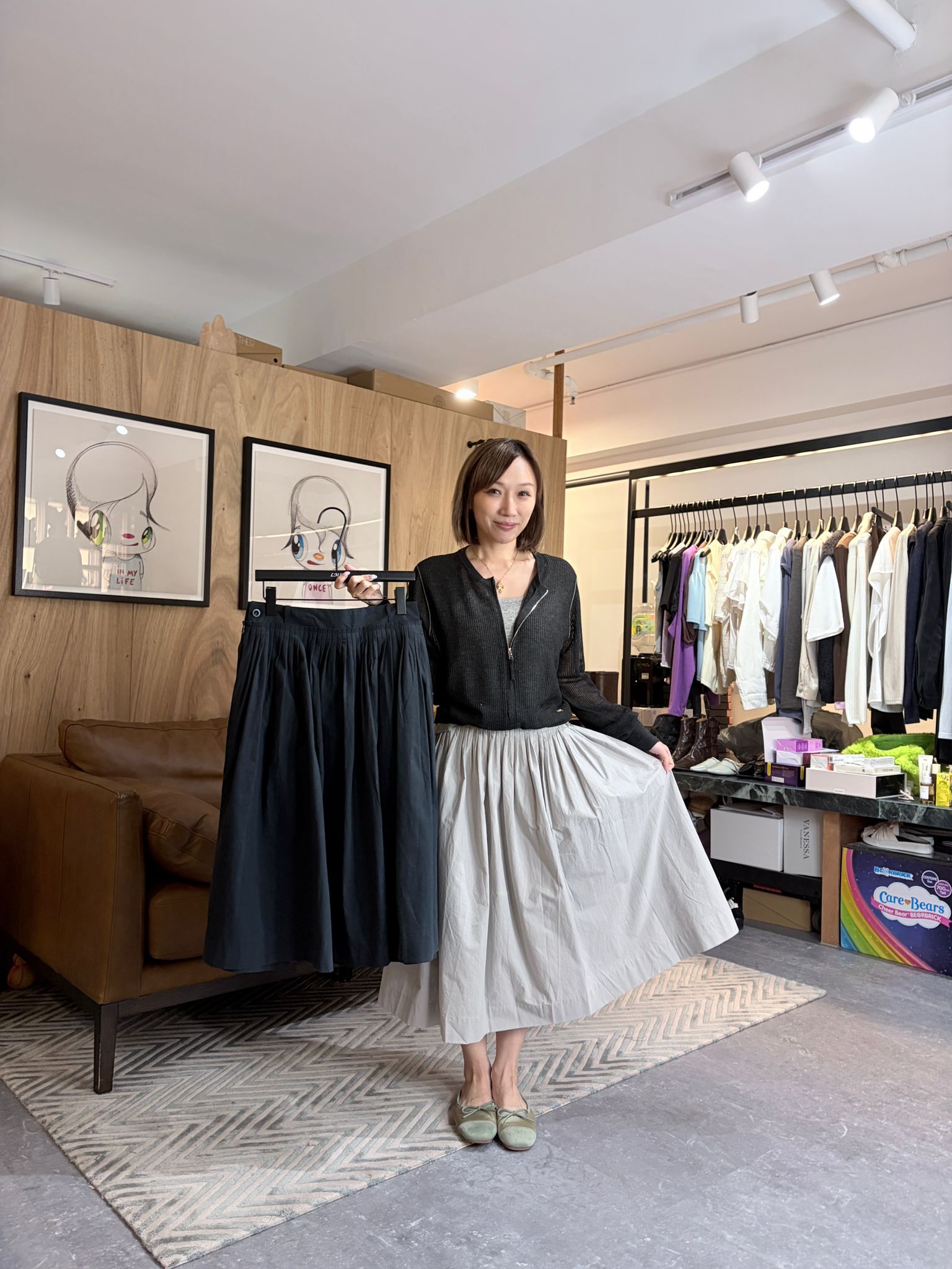 AB6002 A字傘型壓褶裙