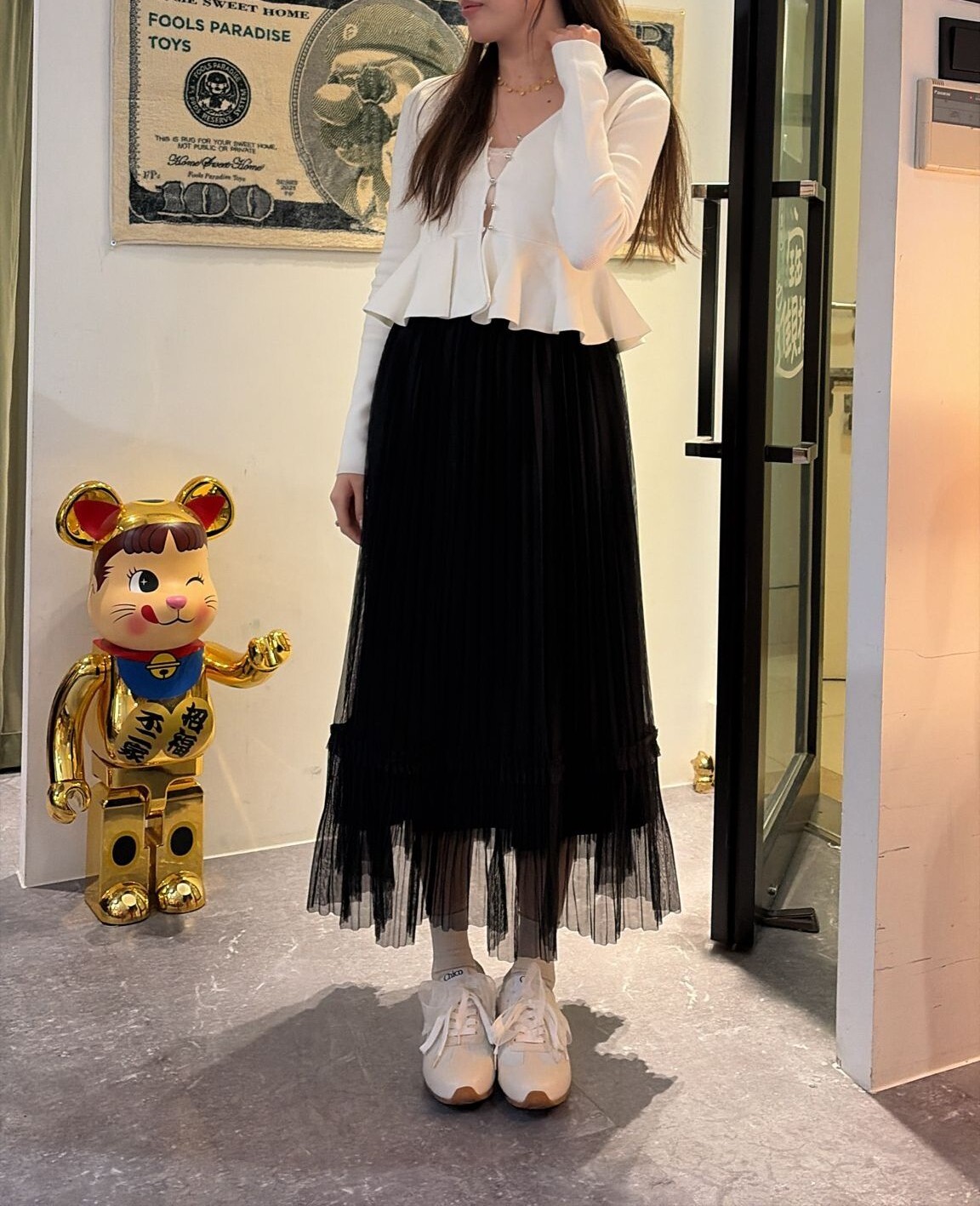 AS6036 花邊分層網紗長裙