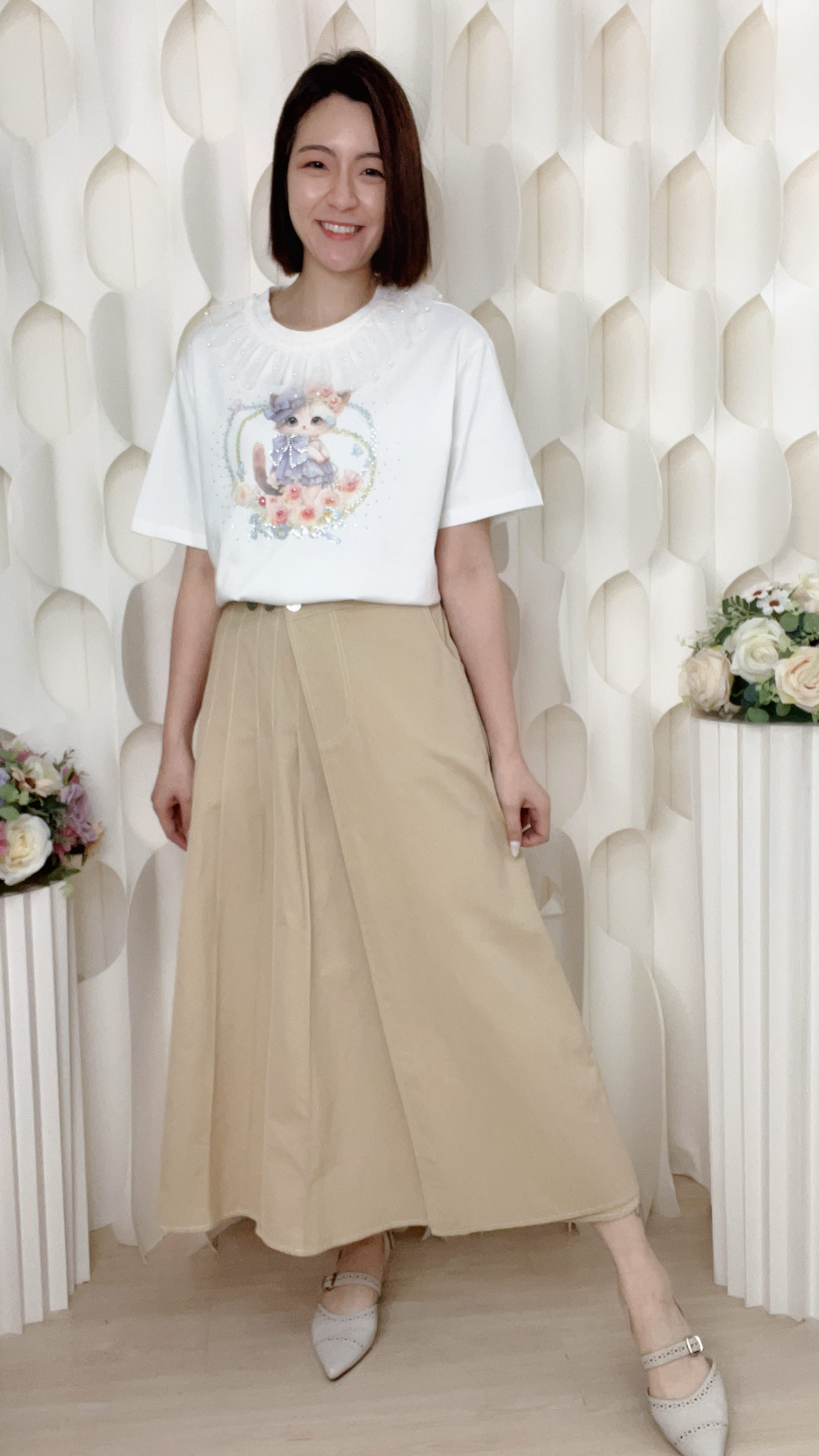 明線拼接扯布半截裙(腰28-36 臀40 長32吋) 27218 #3103clo