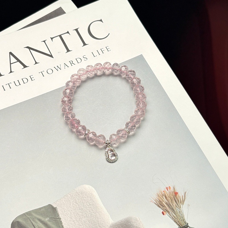 【粉葫蘆】切面粉水晶x葫蘆吊墜招桃花水晶手鍊