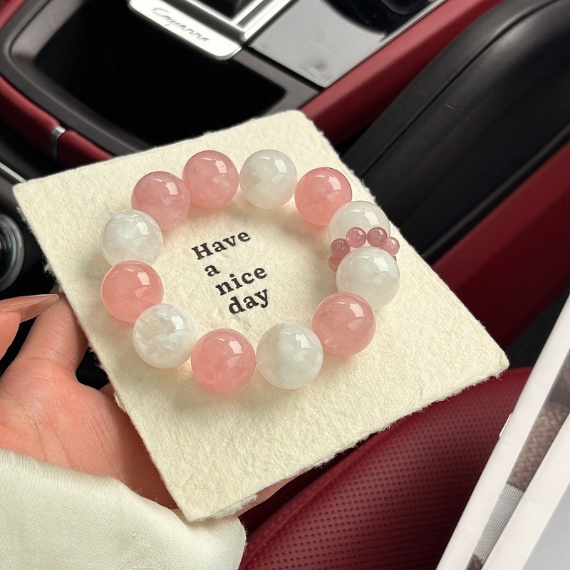 【草莓多多】粉水晶x紫粉晶x白幽靈大顆粒水晶手鍊