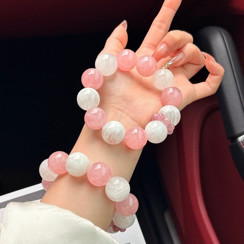 【草莓多多】粉水晶x紫粉晶x白幽靈大顆粒水晶手鍊