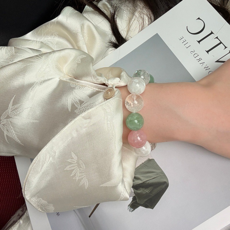 【春生】粉水晶x白阿賽x綠螢石x羽毛螢石x雪花幽靈