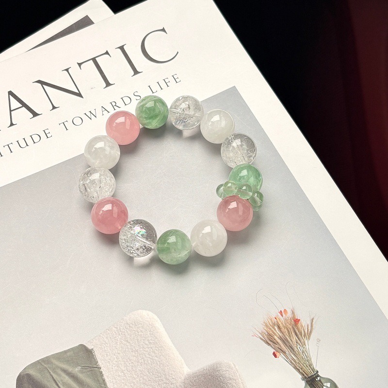 【春生】粉水晶x白阿賽x綠螢石x羽毛螢石x雪花幽靈