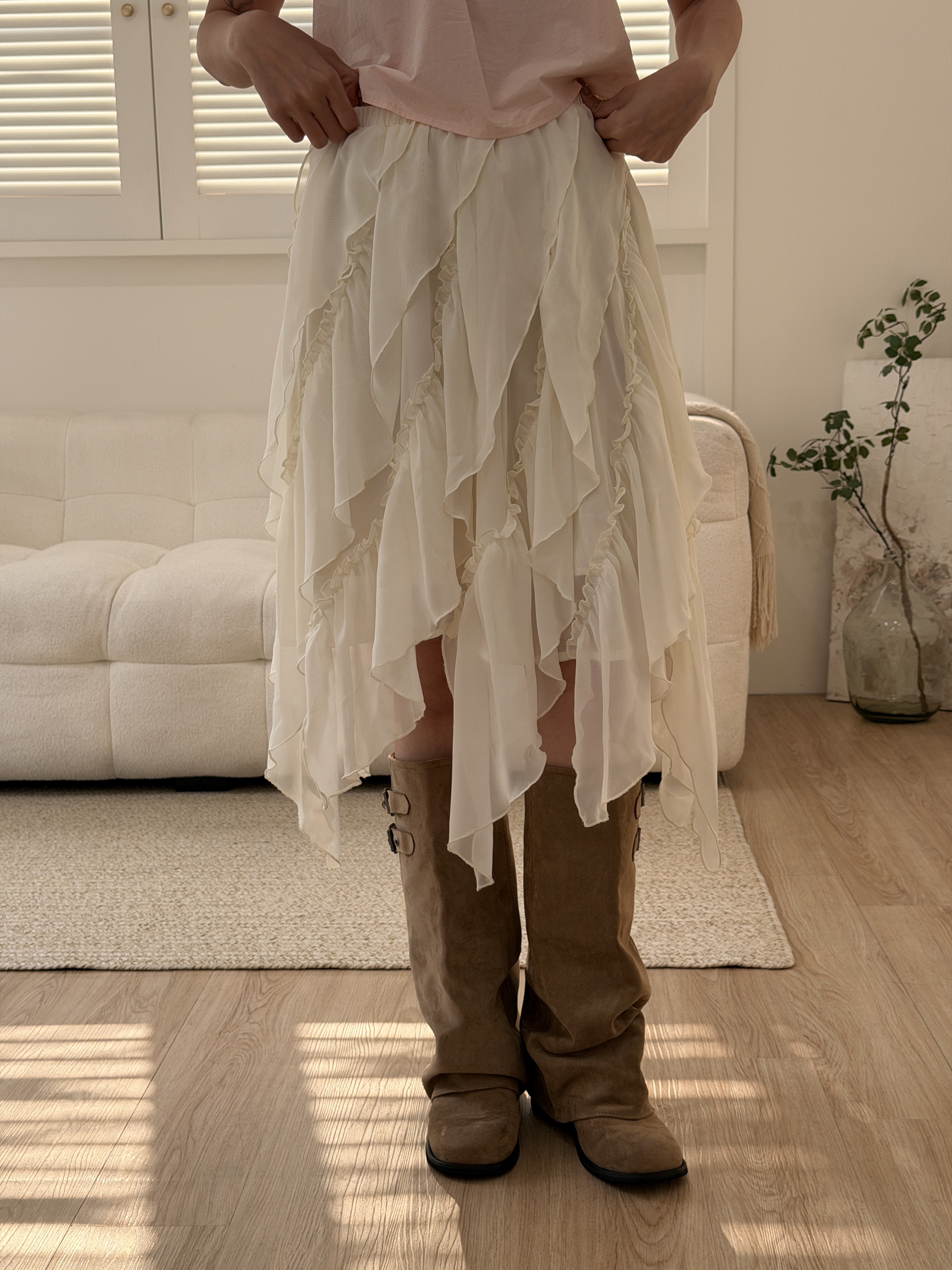 🌷飄片設計感中長裙 (兩色)