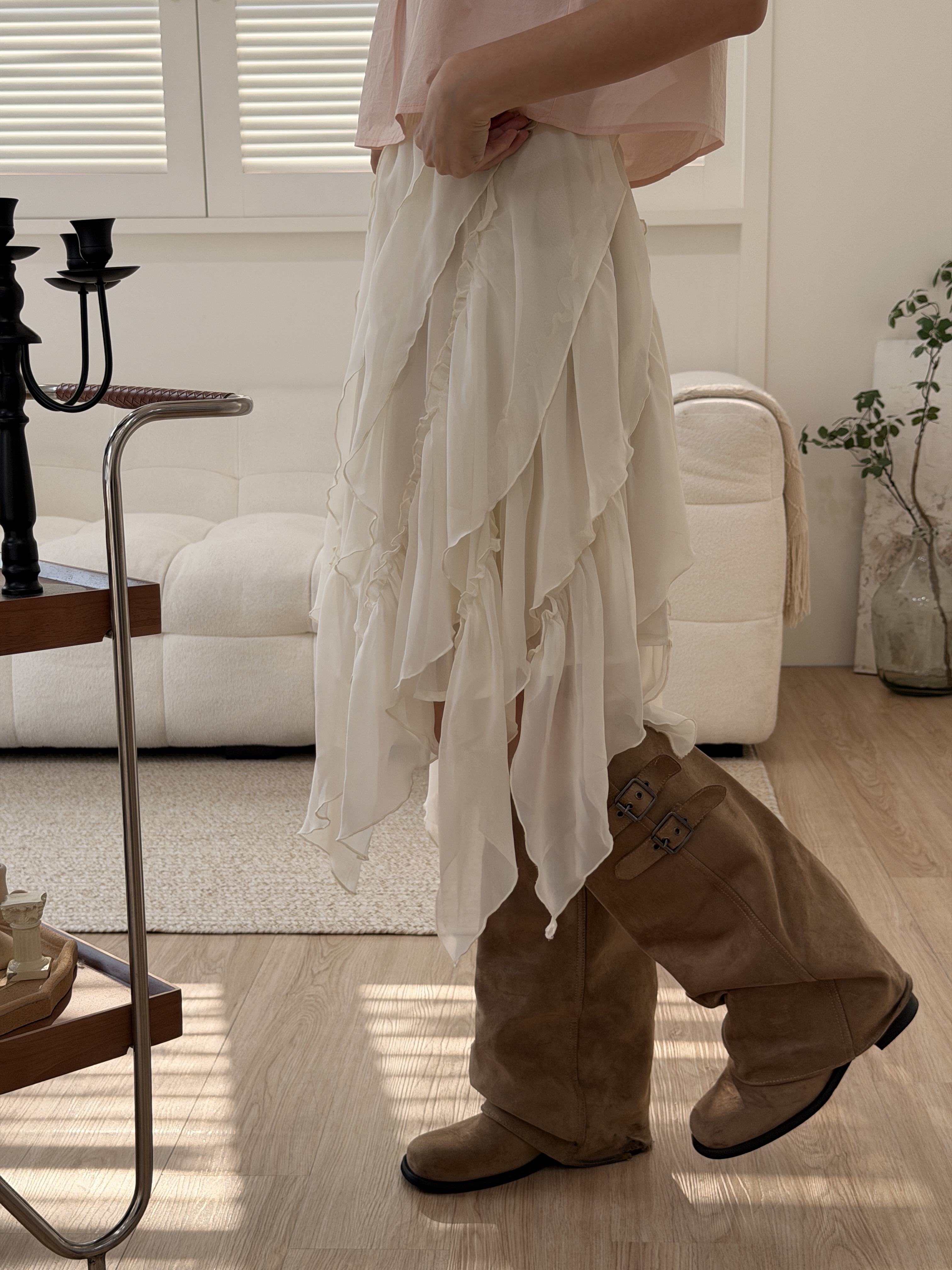 🌷飄片設計感中長裙 (兩色)