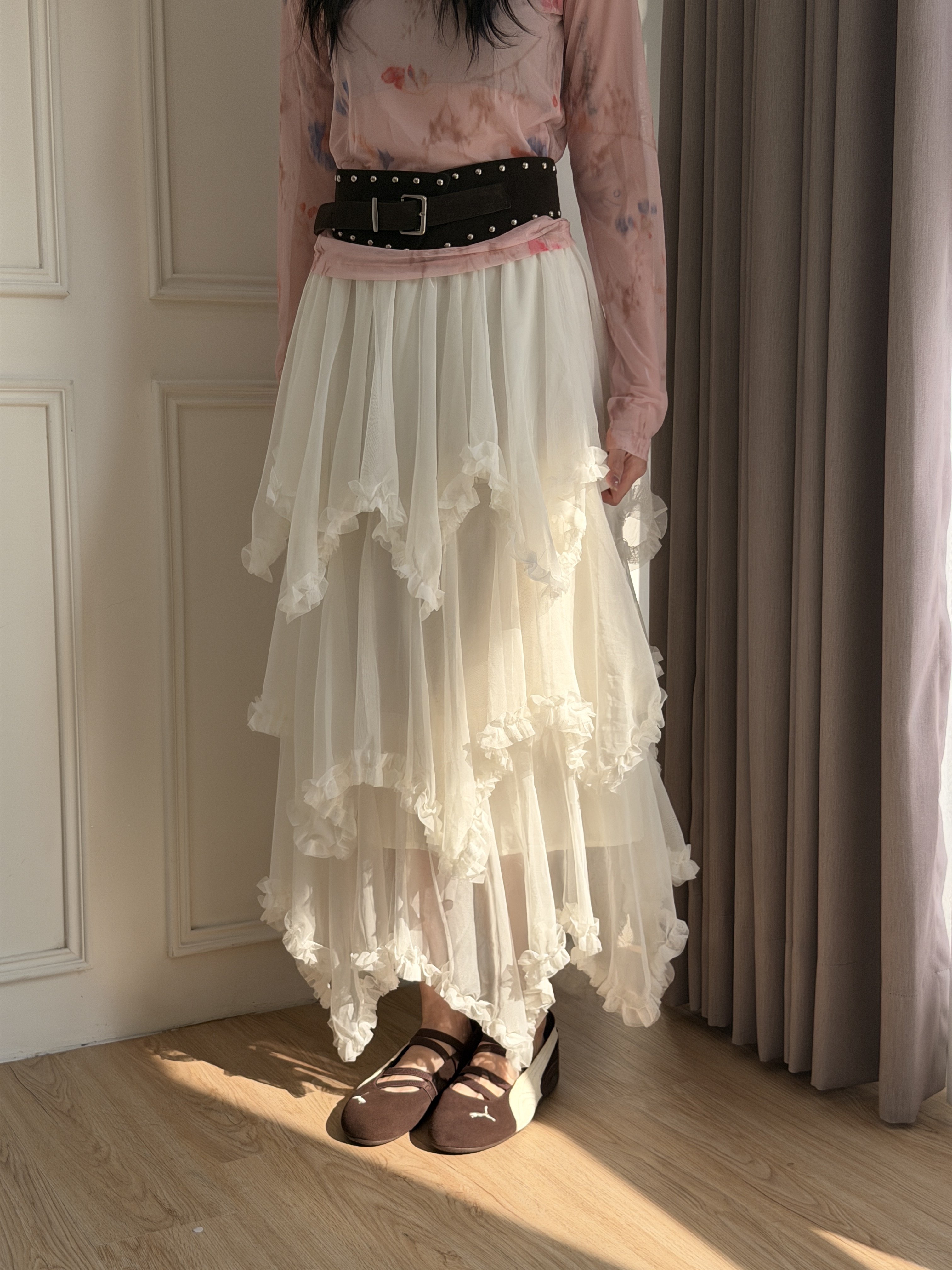 🌷法式不規則層次紗裙