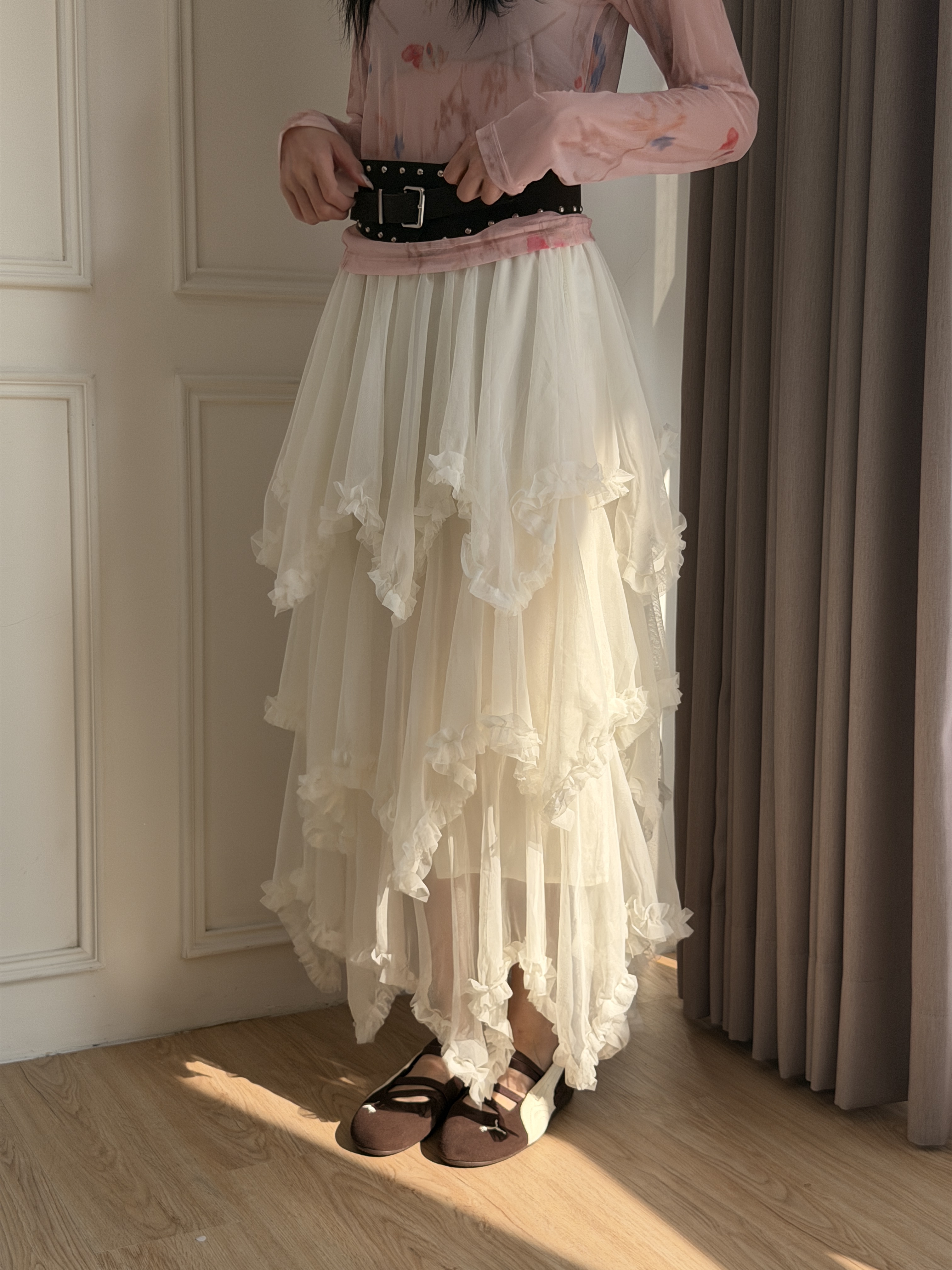 🌷法式不規則層次紗裙