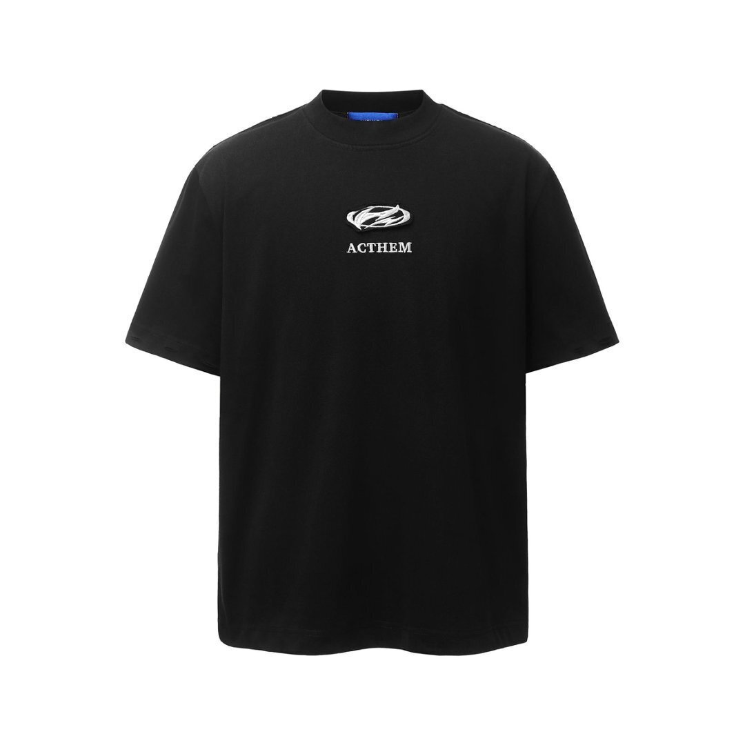 《S.V》抽鬚破洞立體77貼布短T