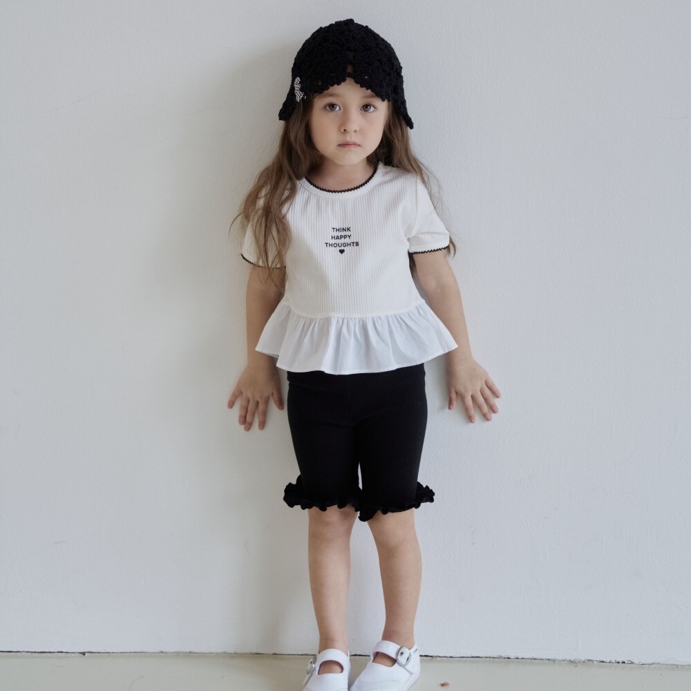 90-140 ANN 荷葉5分貼腿褲 2色