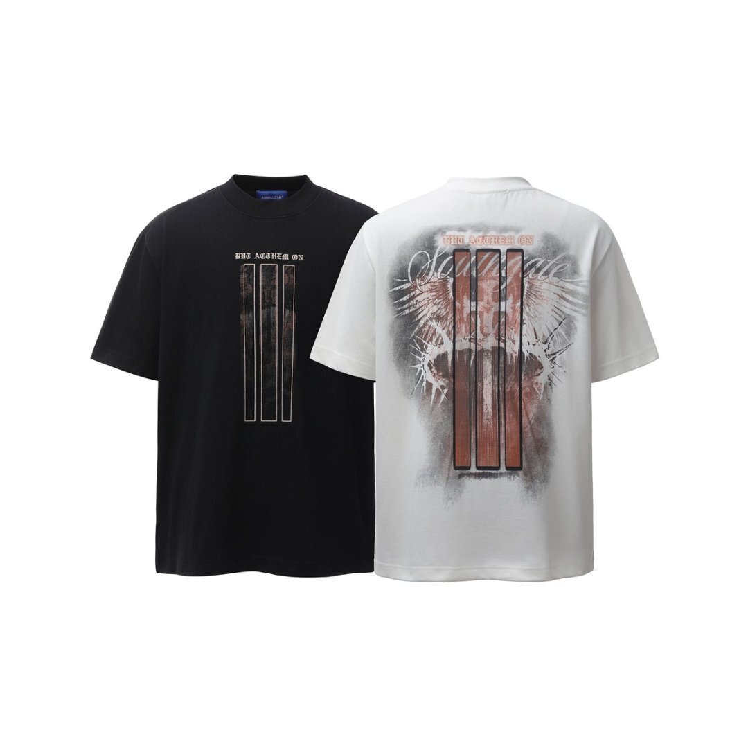 《S.V》廢土榮光羽翼噴漆感短T