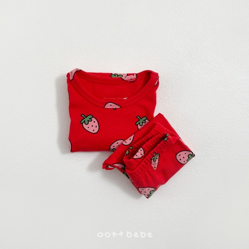 正韓夏OOTT BeBe 小童滿版草莓居家套裝