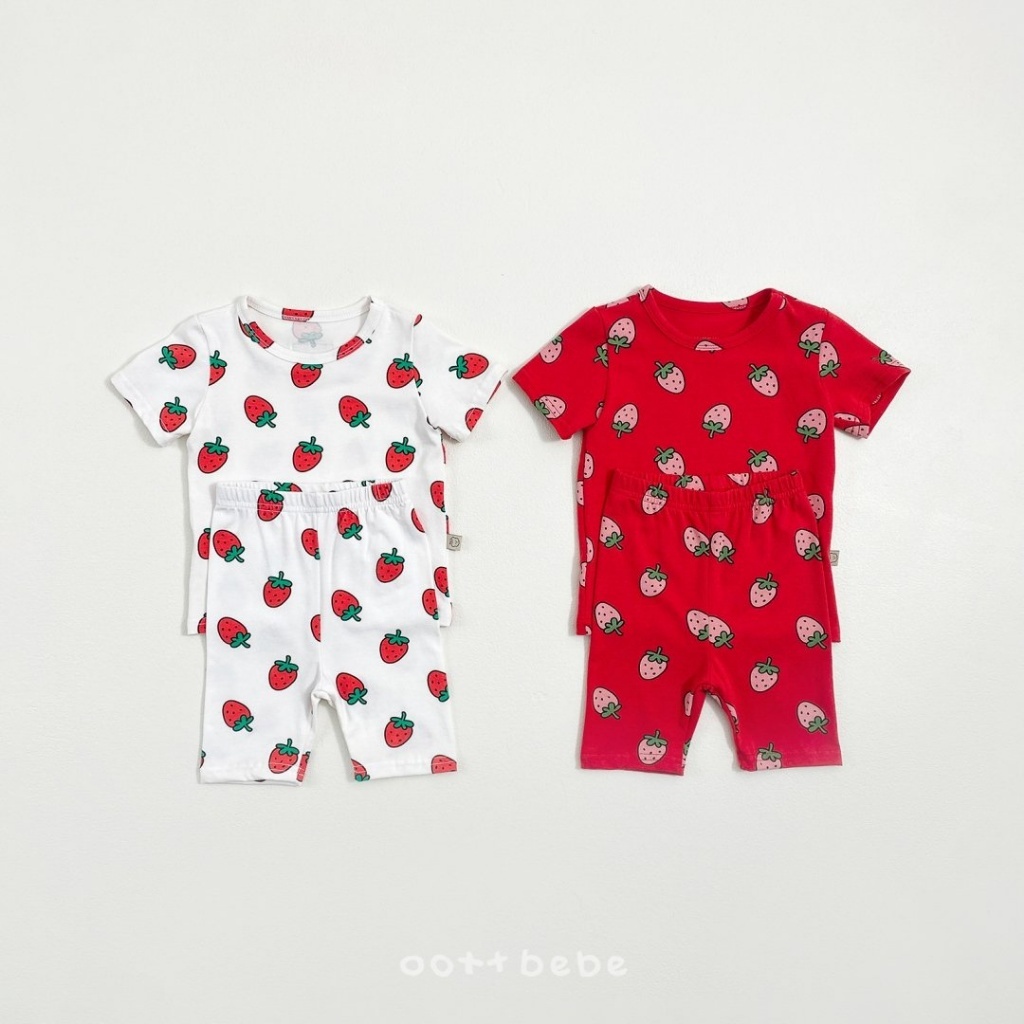 正韓夏OOTT BeBe 小童滿版草莓居家套裝