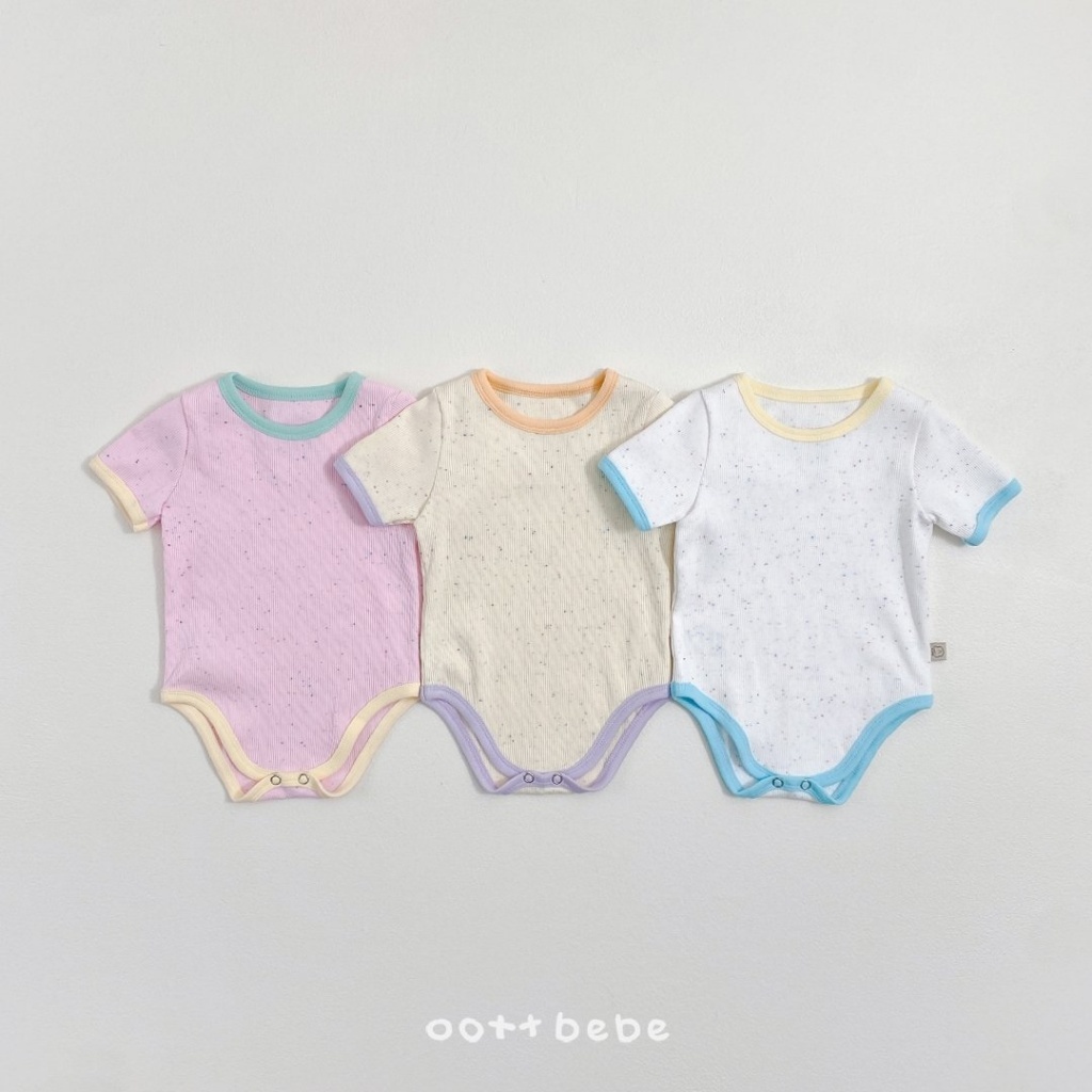 正韓夏oott bebe 嫩嬰三色彩色點點包屁衣