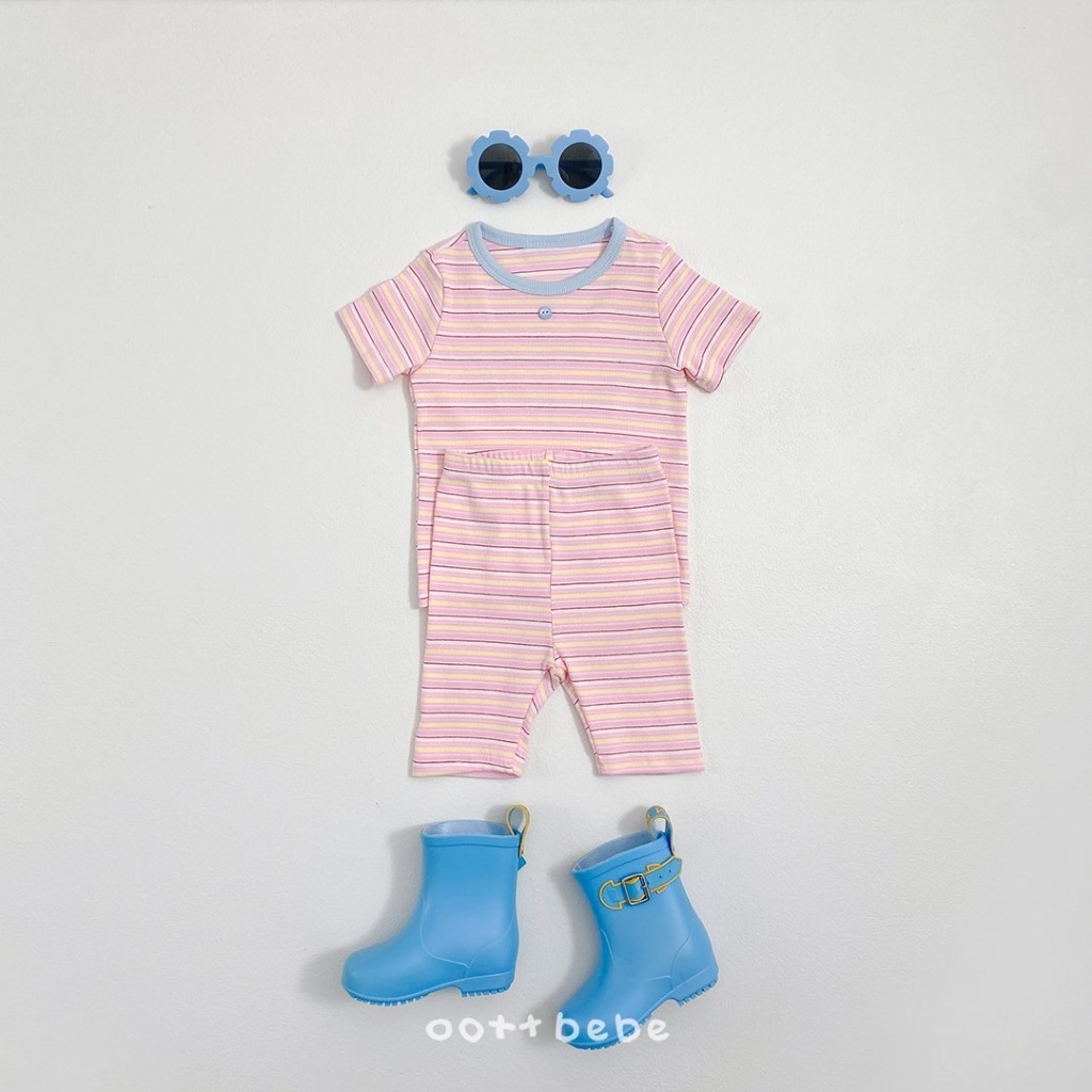 正韓夏OOTT BeBe 小童彩色條紋居家套裝