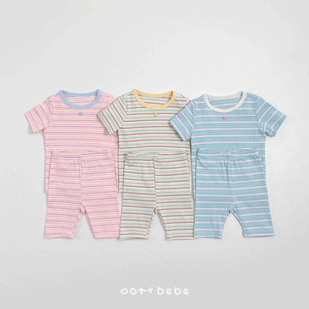 正韓夏OOTT BeBe 小童彩色條紋居家套裝