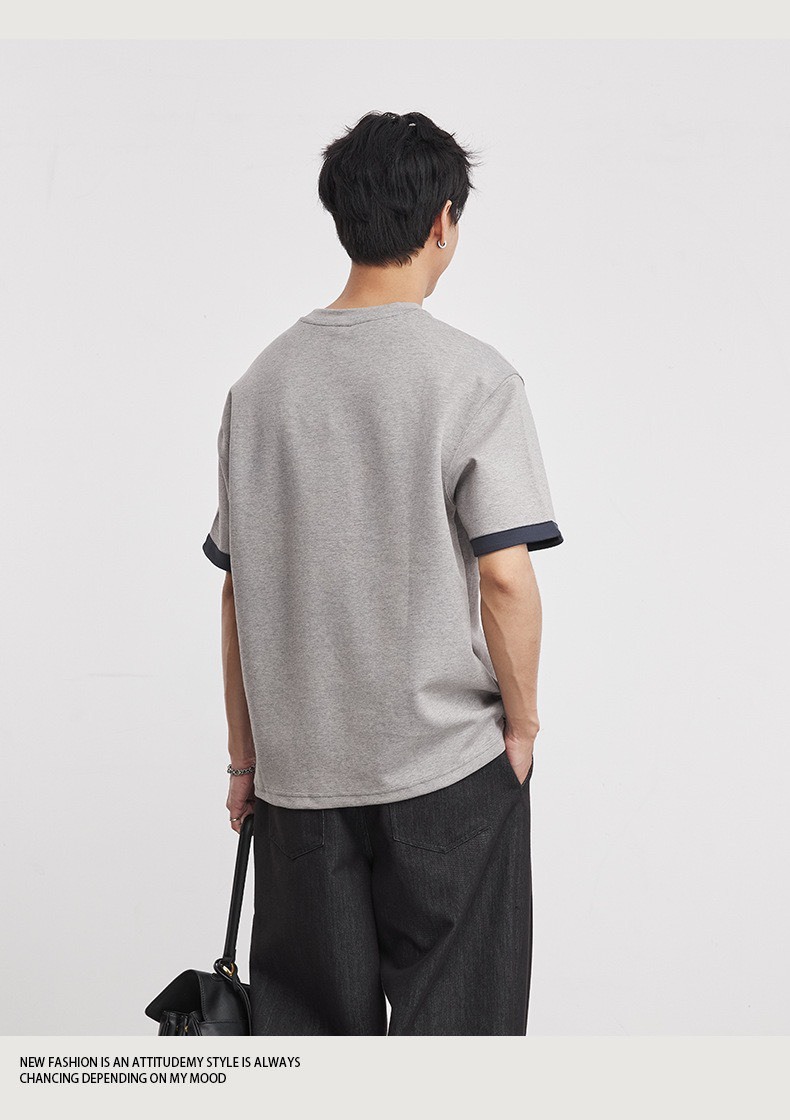 No.1675 男款圓領撞色空氣棉短