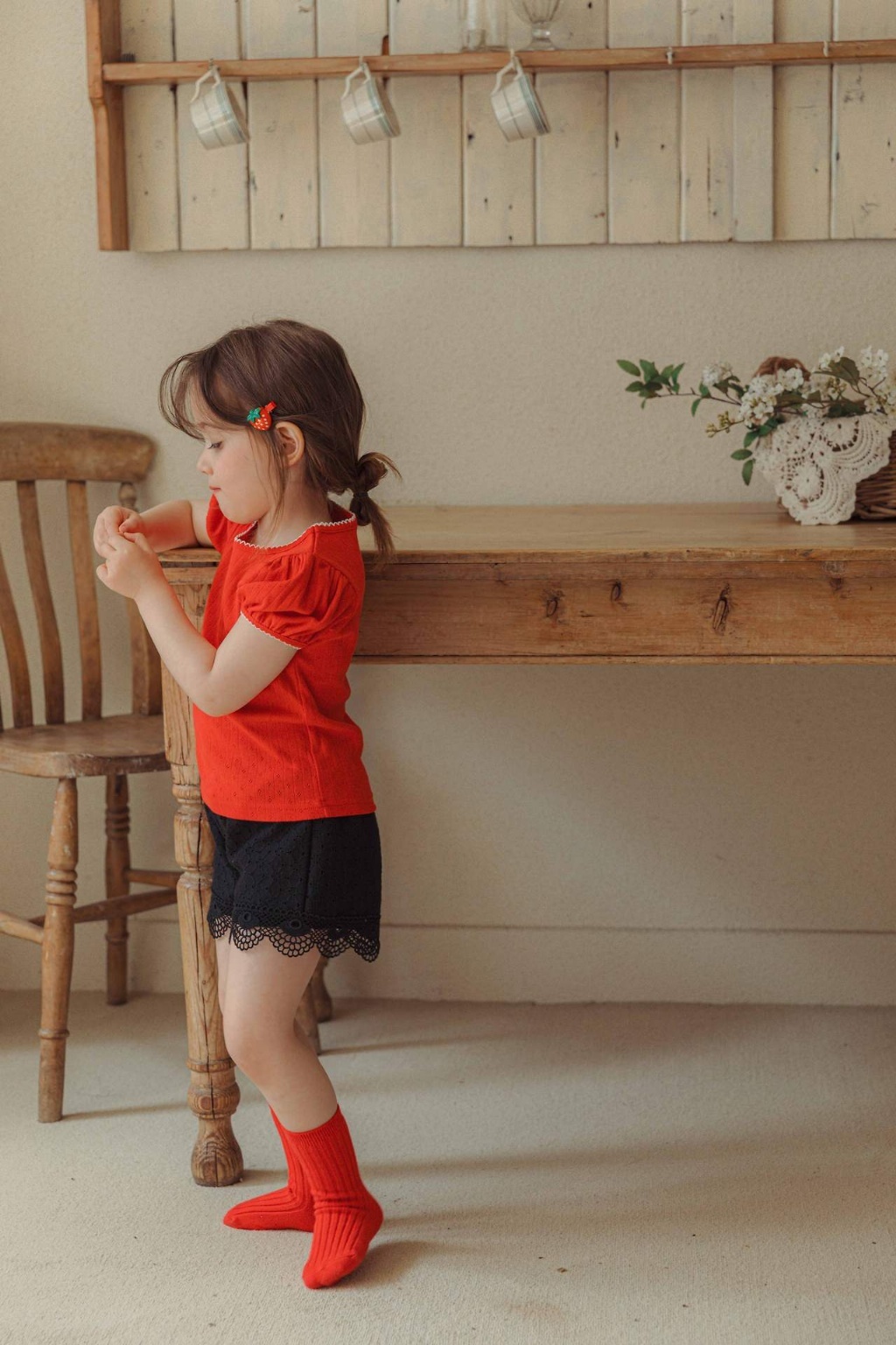 正韓夏cocoribbon 兩色滾邊澎袖上衣