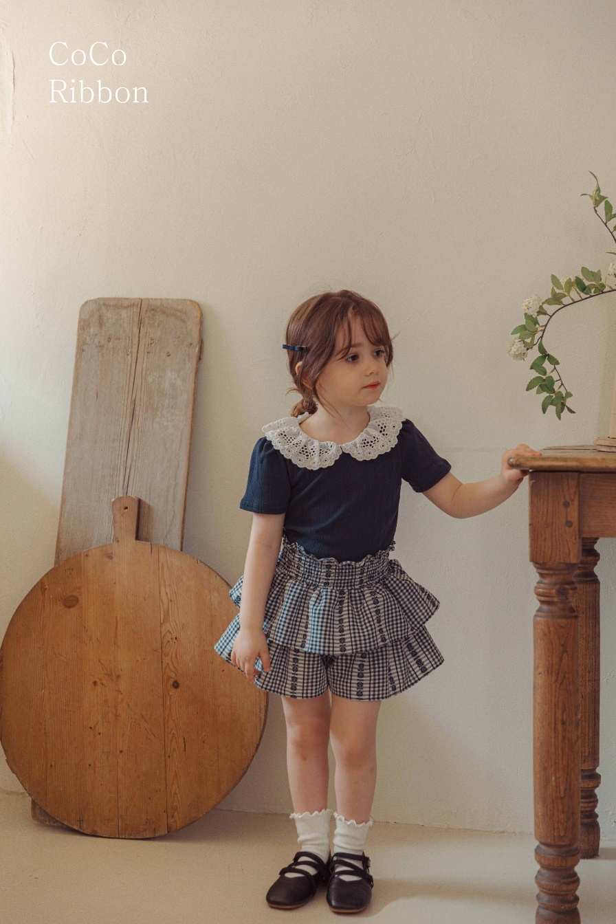 正韓夏cocoribbon 直條領邊上衣