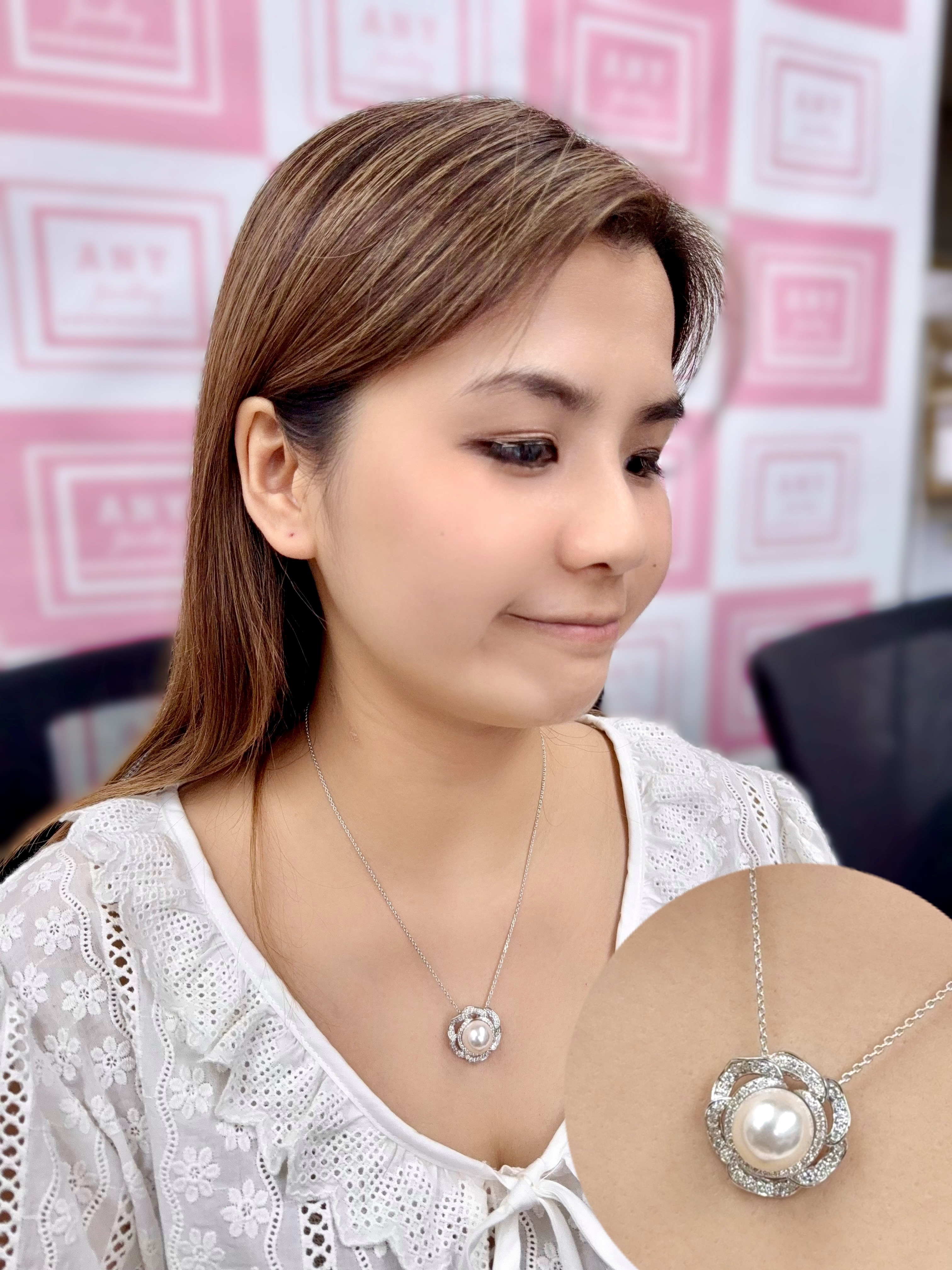 AQ19 N2981 10mm Crystal Pearl -  Pearl in the Rose Necklace（莫桑）$488