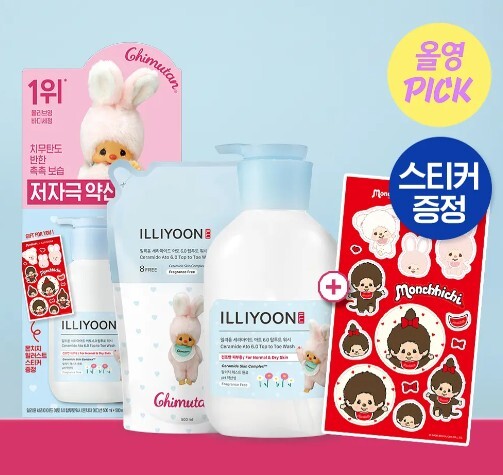 ILLIYOON 神經醯胺全效沐浴露 500ml + 500ml補充（附Monchhichi 貼紙）