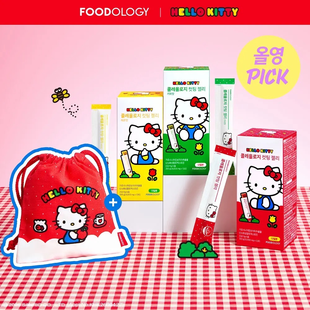 《olive young連線》FOODOLOGY x hello kitty Coleology Cutting Jelly 10 Sticks (+2 Sticks) (12-day supply)
