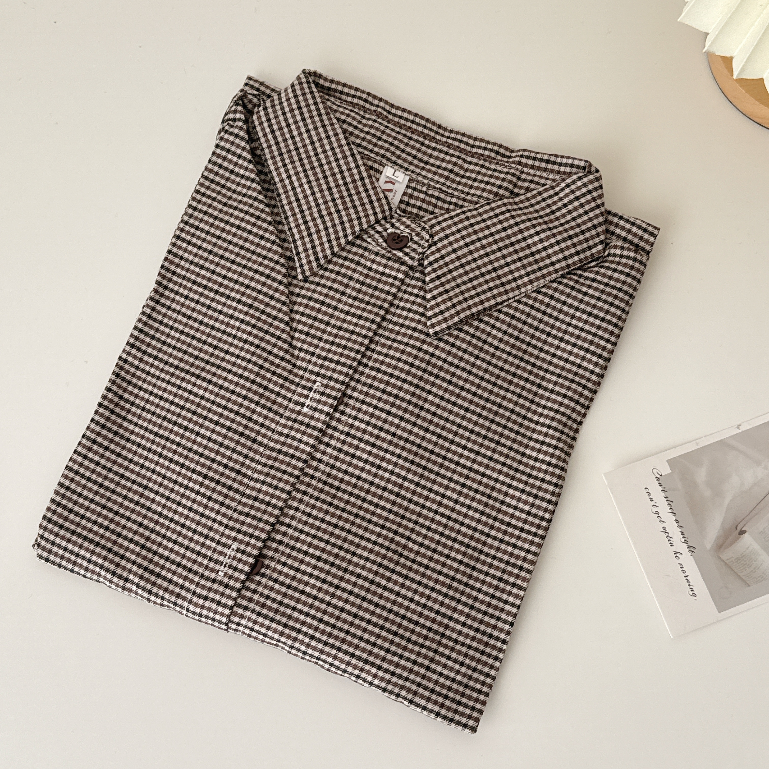 現貨🚚圖書館小文青深咖格紋襯衫💕