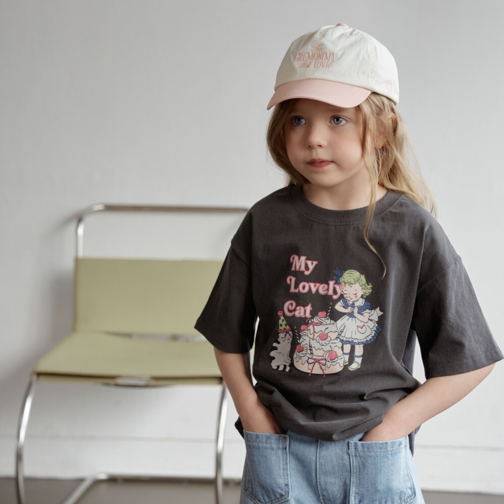 90-140 ANN 貓咪蛋糕洗舊感上衣