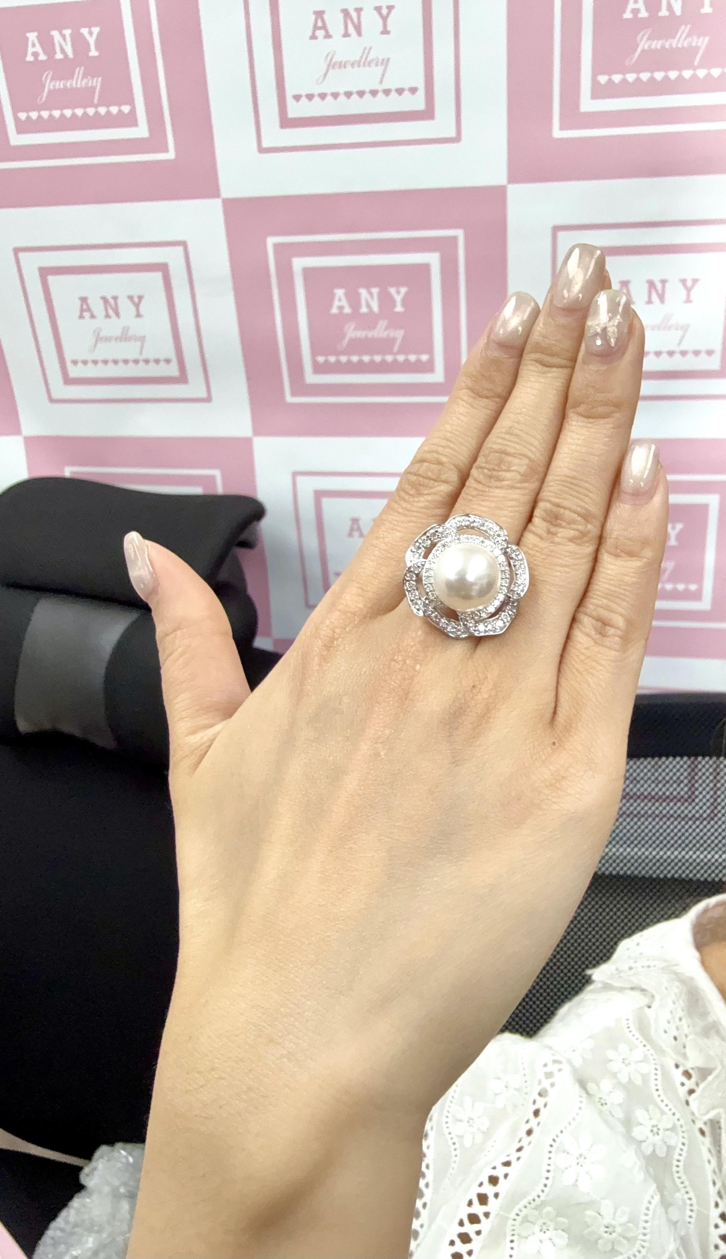 AQ21 R7009  12mm Crystal Pearl - Pearl in the Rose Ring （莫桑）$488