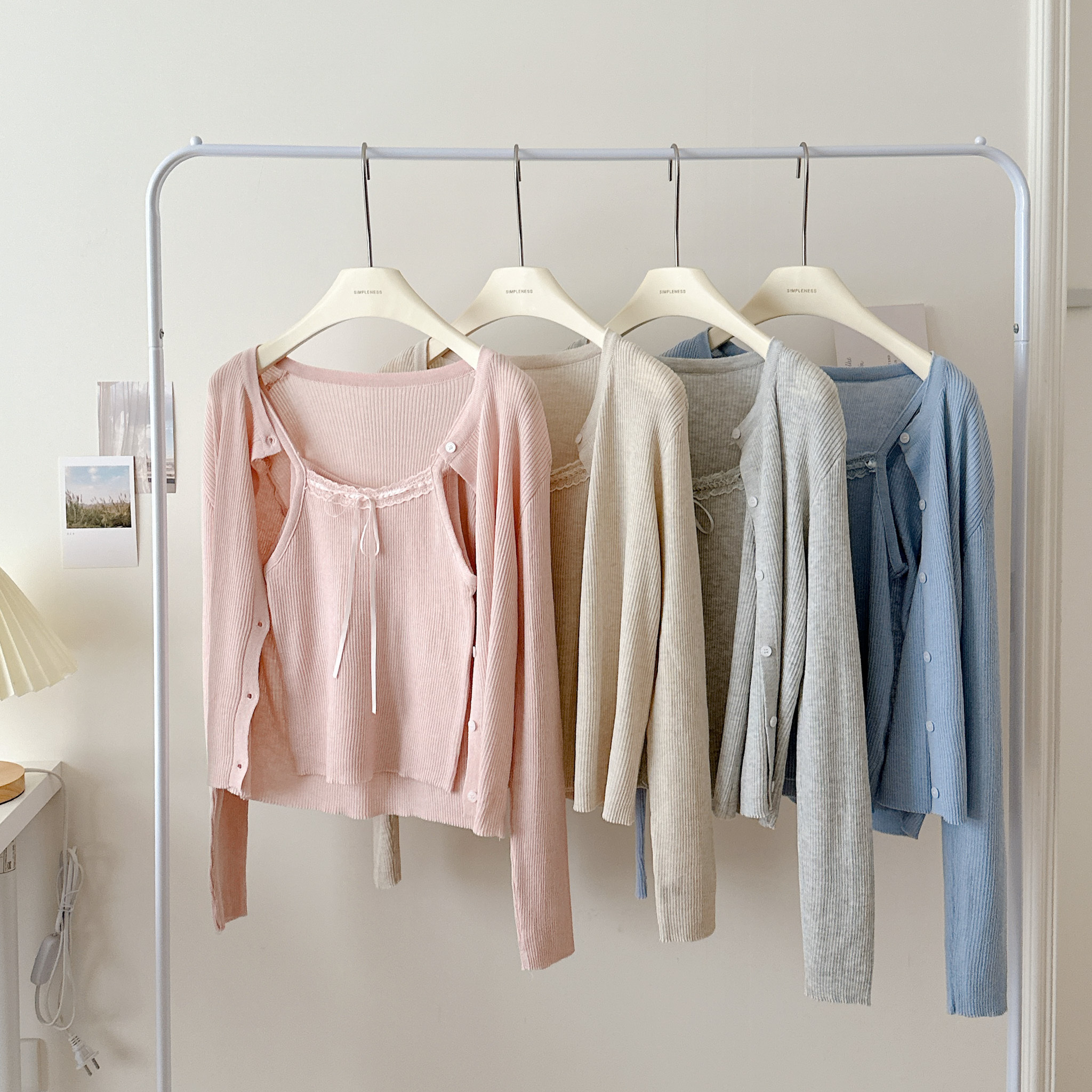 氣質Lady蕾絲邊真2件式上衣組合（背心＋外套）💕共4色