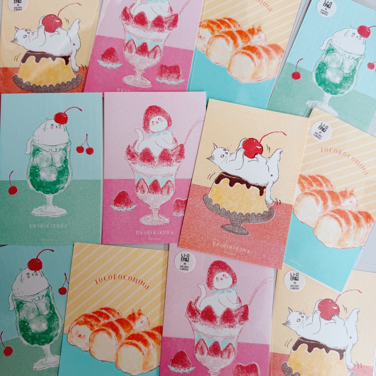 TOCOROCOMUGI  x 古川紙工 貓咪喫茶 孔版印刷明信片｜日本トコロコムギ
