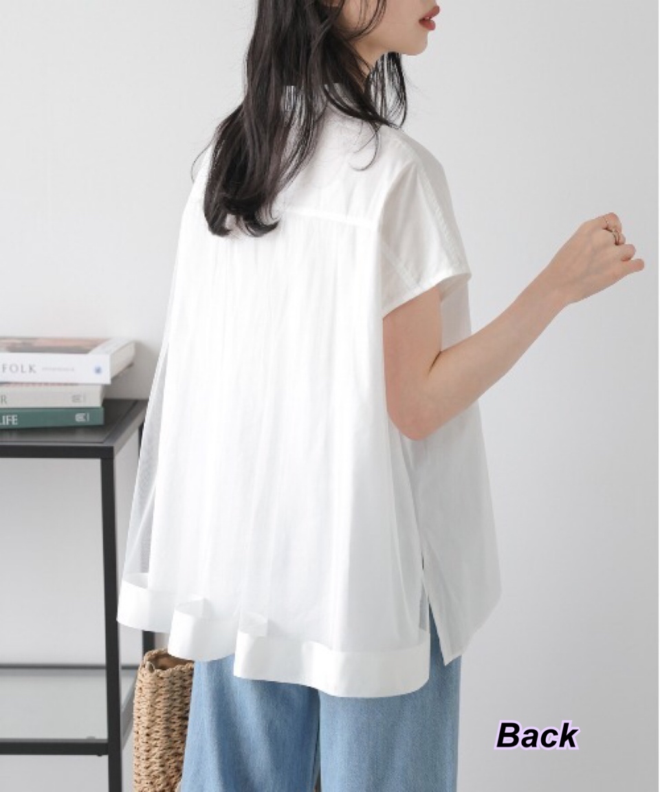 260401 日系女裝網紗娃娃短袖恤衫上衣/2色