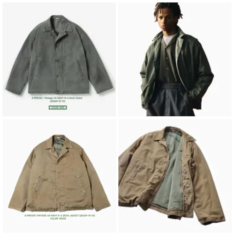 LAST PCS: A.PRESSE 2026 VINTAGE US NAVY N-4 DECK JACKET (26SAP-01-51) - PRE ORDER ITEM (預訂中)