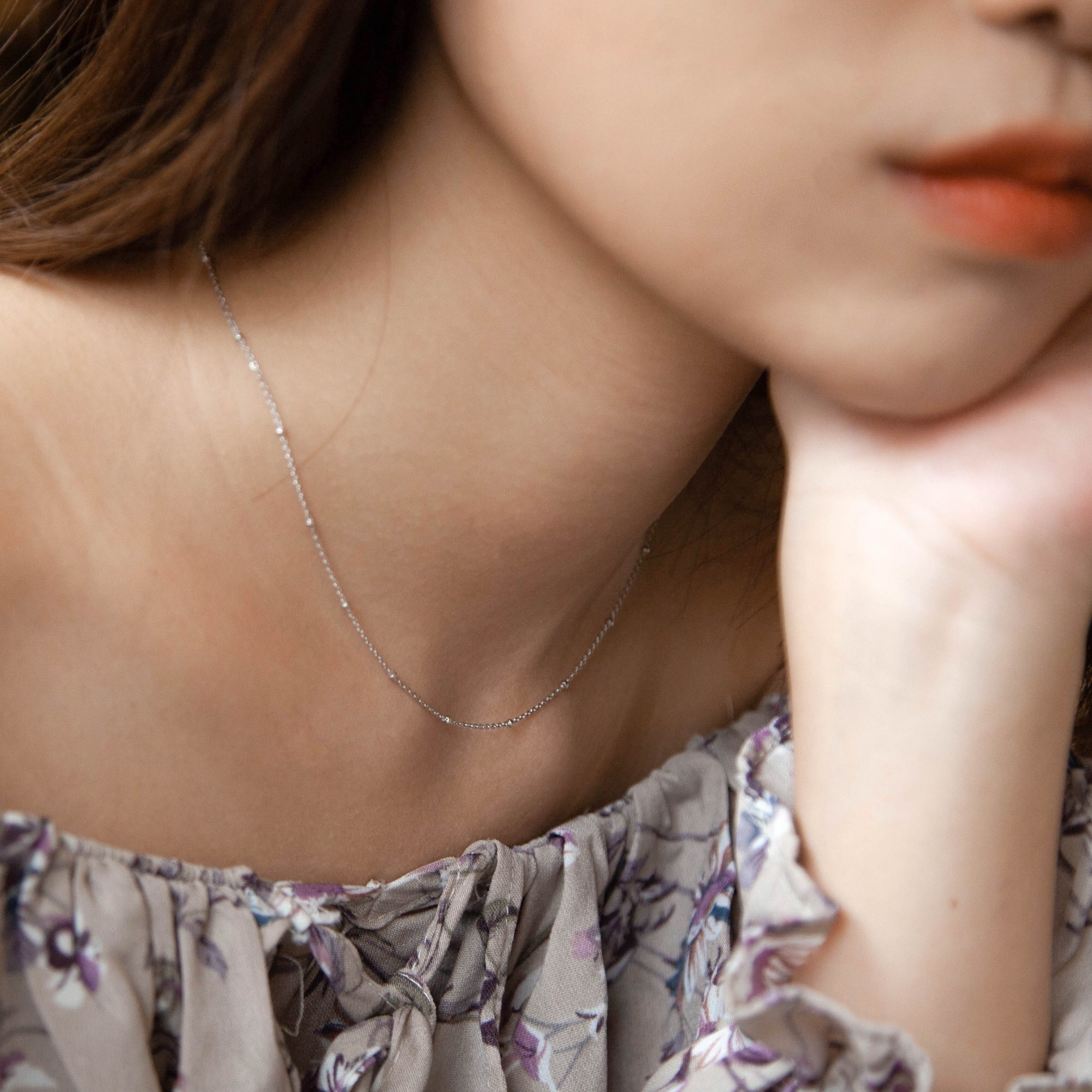 日系銀圓珠的純銀項鍊，有多種鍊長可以選擇