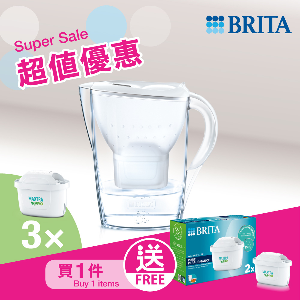 德國品牌BRITA 3.5L (濾水量2.0L) MARELLA XL 濾水壺 (內含濾芯3件) -10543164661