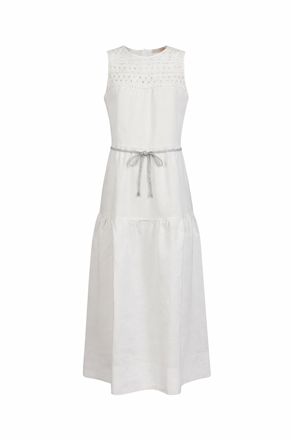 Purotatto 極簡拼接針織洋裝-附腰帶(白)