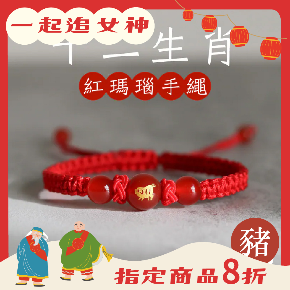 生肖豬-十二生肖紅瑪瑙手繩｜避邪｜強化活力｜增強自信｜守護平安【綵金殿】