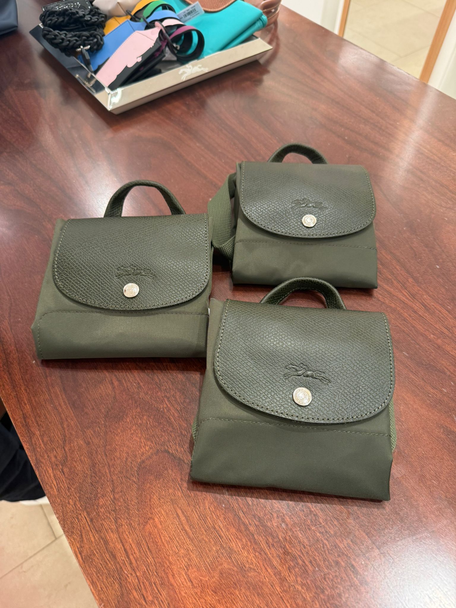 LYS01483 Longchamp 經典尼龍帆布背包 墨綠色