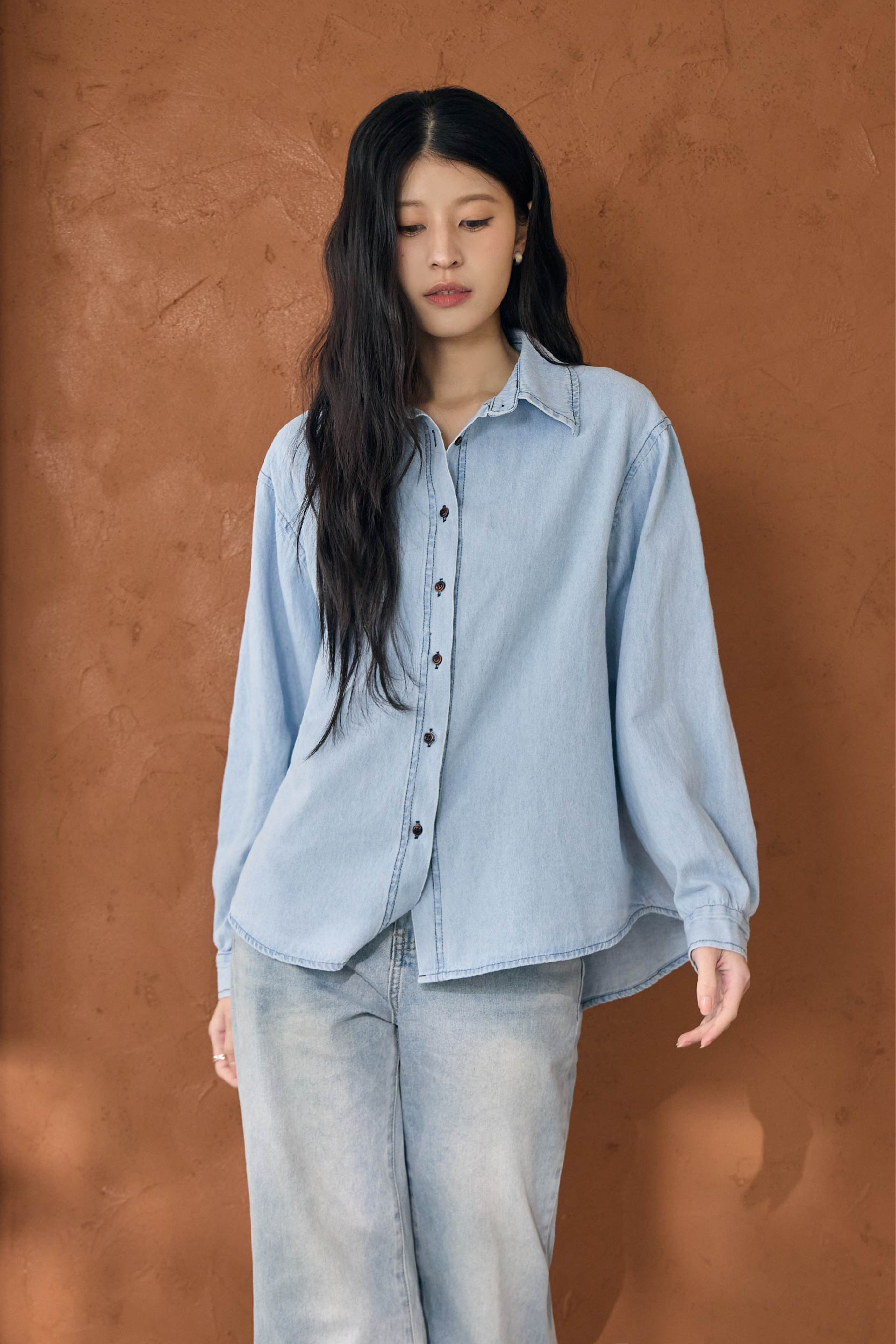 輕量水洗類丹寧襯衫