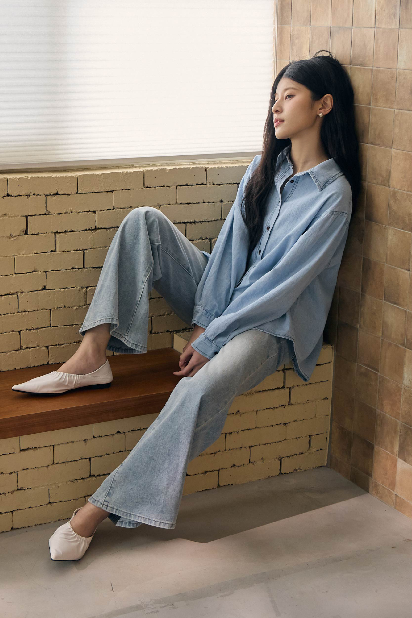 輕量水洗類丹寧襯衫