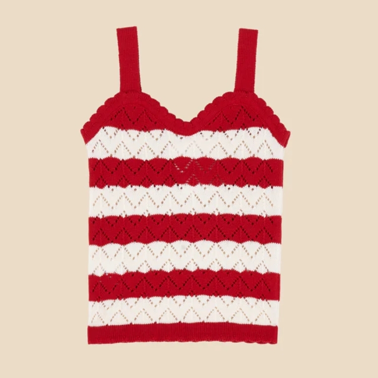 BIRINIT PETIT 條紋鏤空針織吊帶上衣 Chili knit top girl